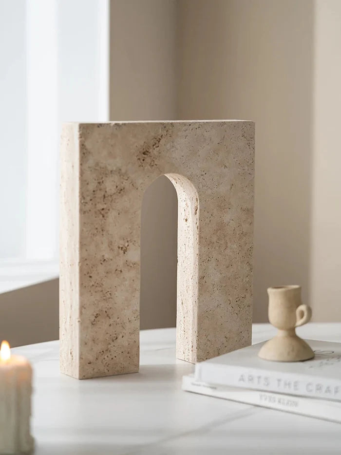 minimalist travertine marble stone sculptures for home decor