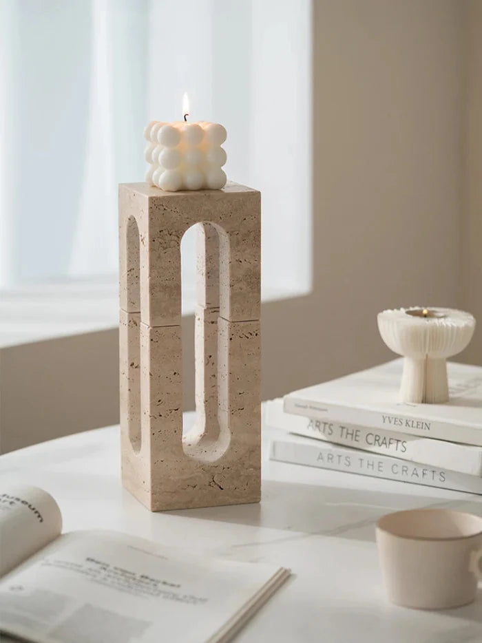 minimalist travertine marble stone sculptures for home decor