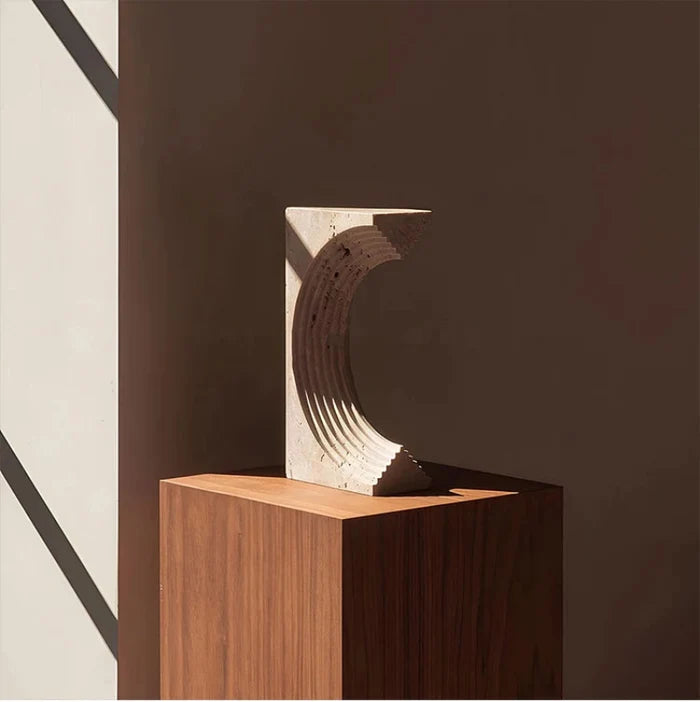 minimalist travertine marble stone sculptures for home decor