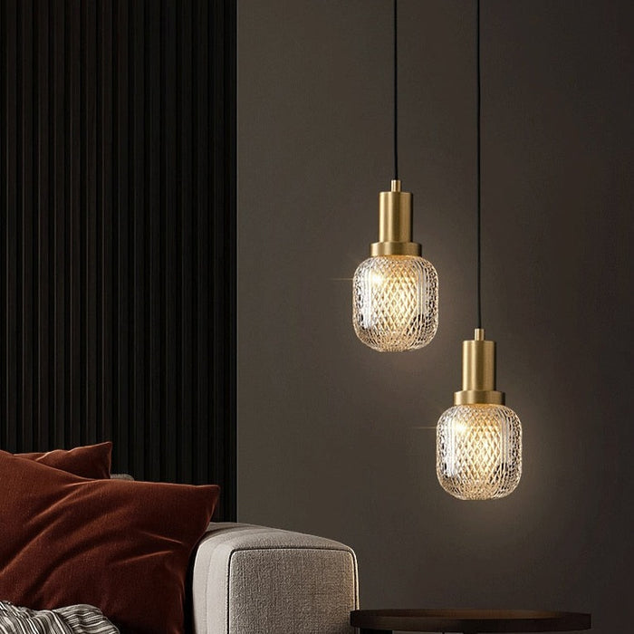 Copper Color Glass Pendant Light