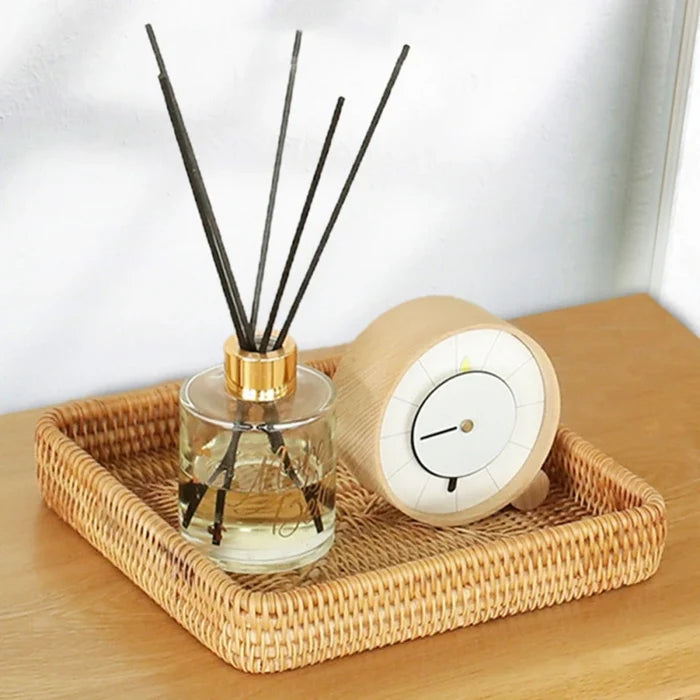 Handwoven rattan serving tray wicker tabletop desktop organizer