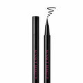 Sunset Makeup black felt-tip eyeliner shown open and closed with a black squiggle sample line above the tip.