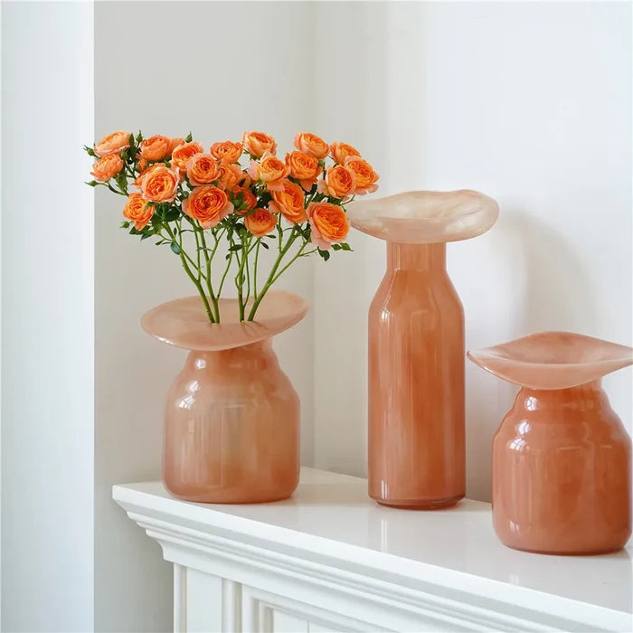 Glass vase wide-mouth sculptural artistic floral décor hydroponics flower vase
