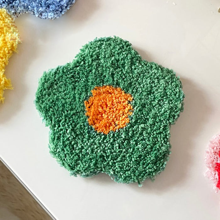 Hand Tufted Plush Flower Coaster Table Mat