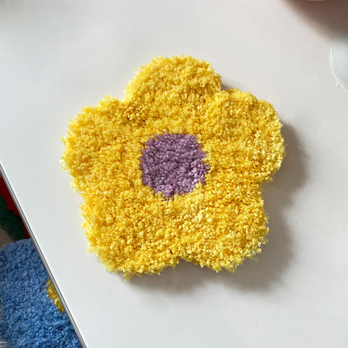 Hand Tufted Plush Flower Coaster Table Mat