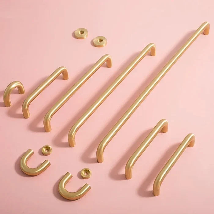 2.52"-15.74" Nordic Brass Long Furniture Handles Wardrobe Kitchen Cupboard Cloakroom Bedside Cabinet Handle Bedroom Accessories-Letifly Lights and Decor