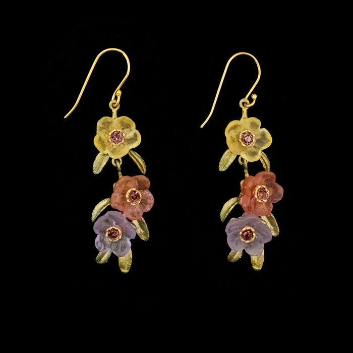 French Bouquet Earrings - 3-Flower Wire