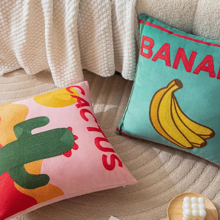Cushion covers fruit print colorful modern banana cactus tomato lemon 3D pillowcase