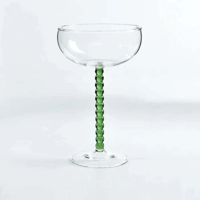 200ml Elegant Champagne Coupes Yellow Amber Green Purple Black Beaded Stem Glass Goblet Cocktail Glass Cup Beverage Drinkware-Letifly Lights and Decor