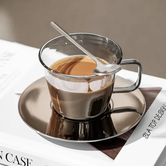 Luxury Glass Coffee Cup and Plate