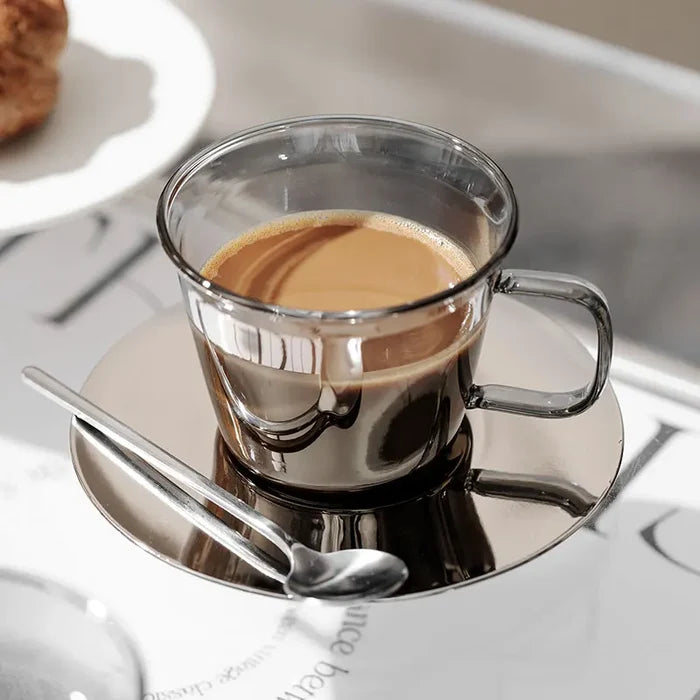 Luxury Glass Coffee Cup and Plate