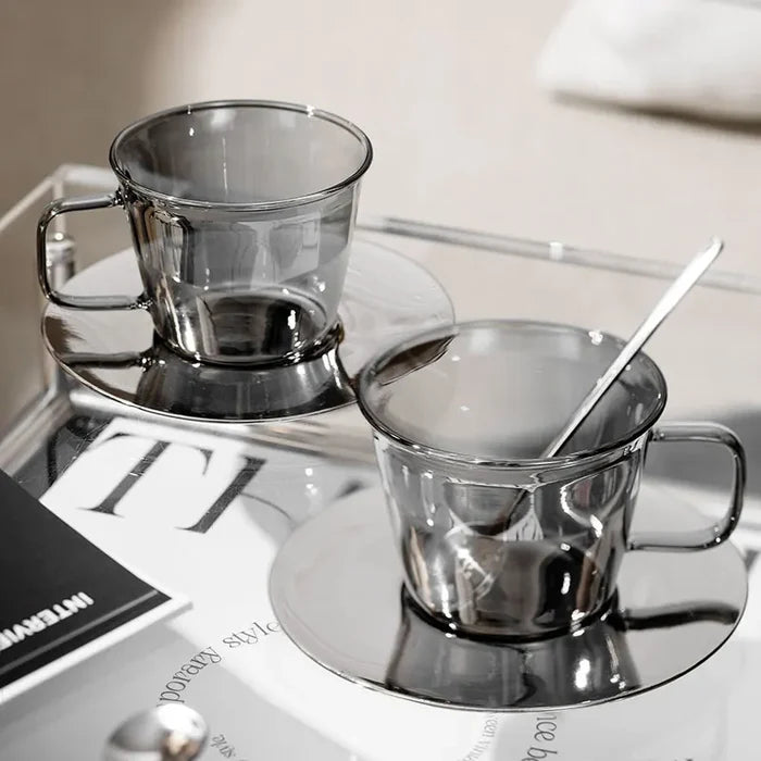 Luxury Glass Coffee Cup and Plate