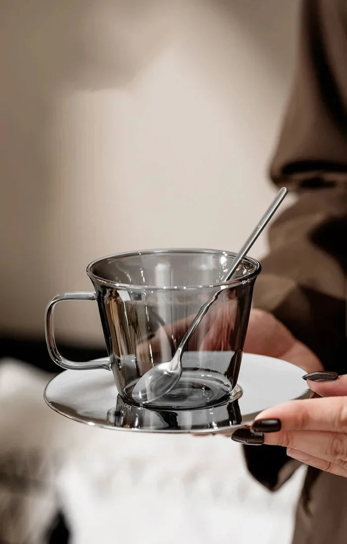 Luxury Glass Coffee Cup and Plate