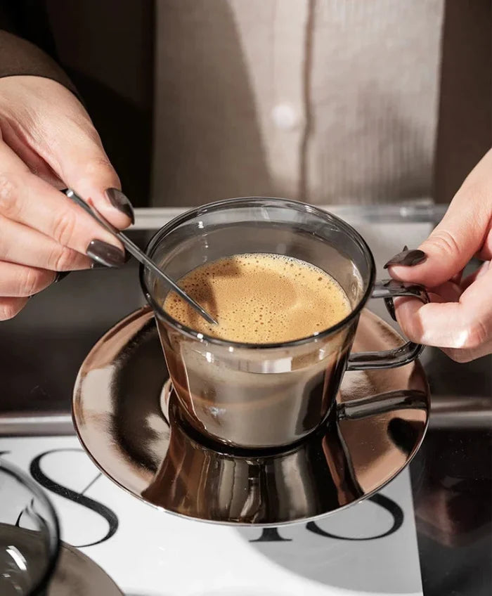 Luxury Glass Coffee Cup and Plate