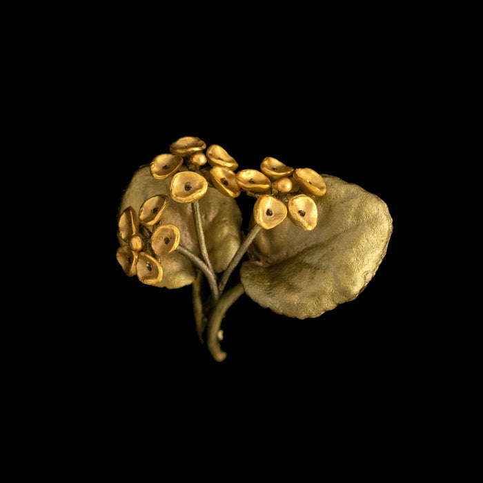 Image of the Michael Michaud Golden African Violet Brooch - Web Exclusive on a black background