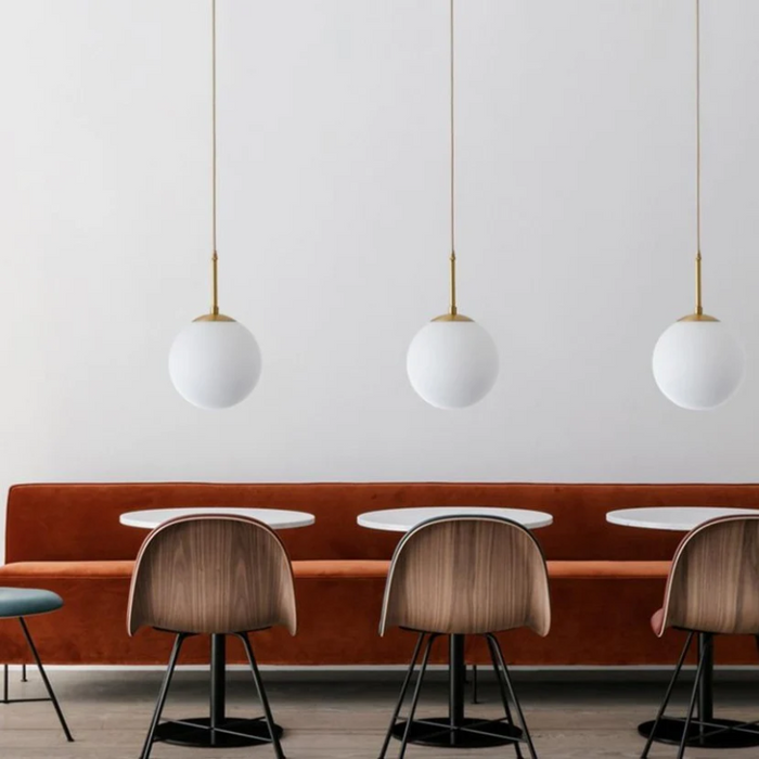 Round Brass Glass Hanging Lamp