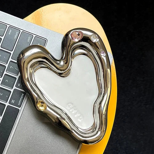 heart chrome mirror tray catch all ceramic plate