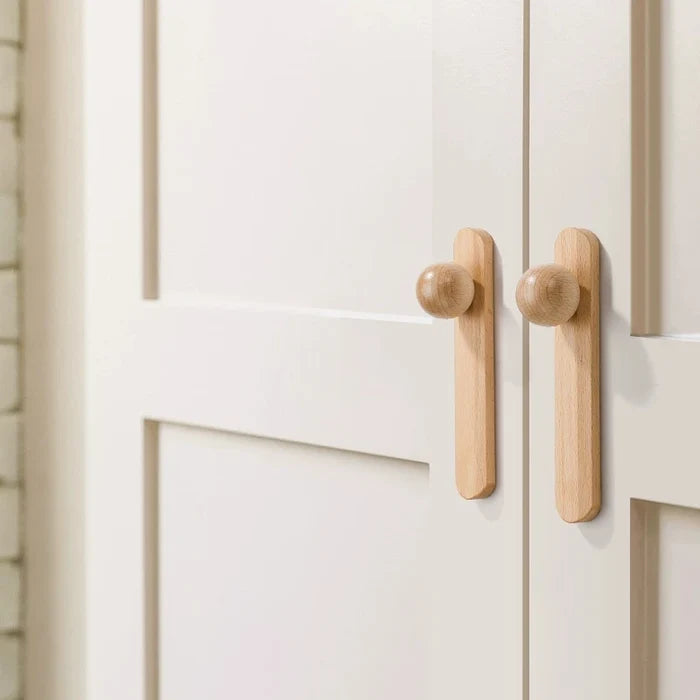 solid wood hemisphere cabinet pulls minimalist round drawer handles natural wood furniture hardware