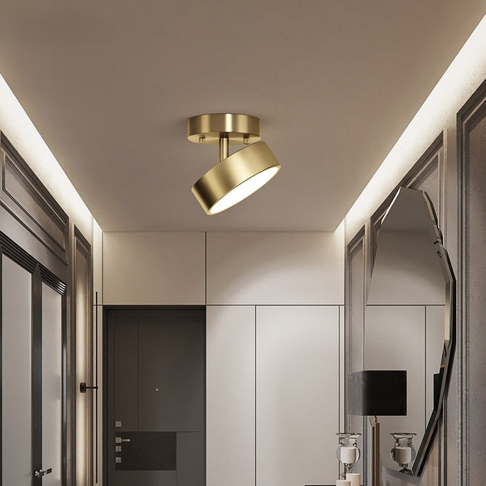 Round Gold Black Disc Metal Iron Ceiling Mounted Light