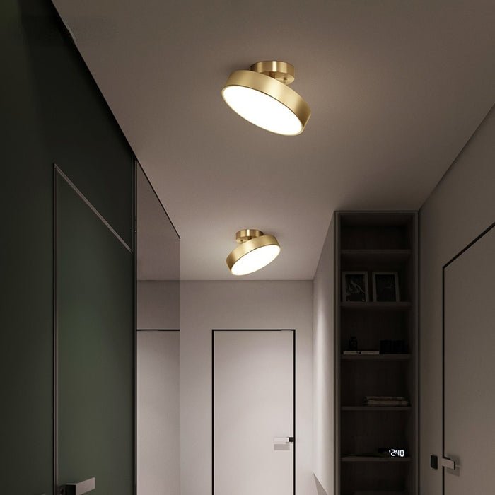 Round Gold Black Disc Metal Iron Ceiling Mounted Light