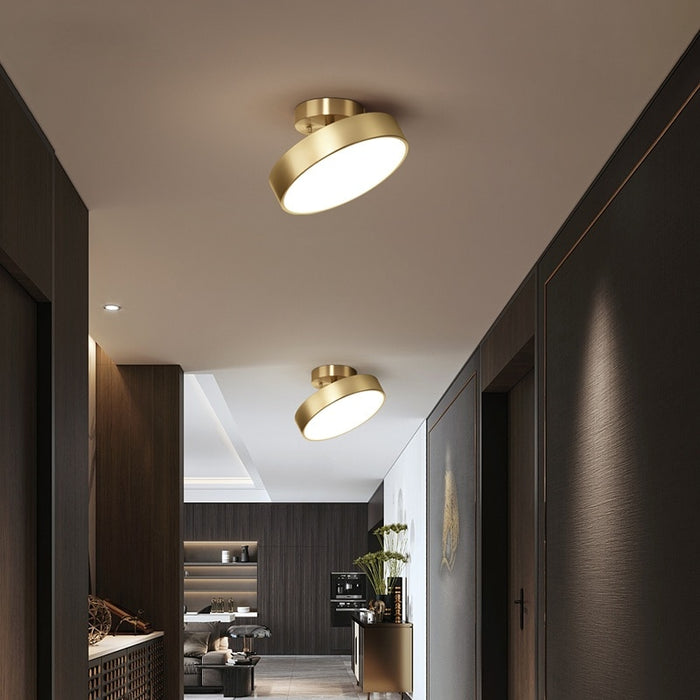 Round Gold Black Disc Metal Iron Ceiling Mounted Light