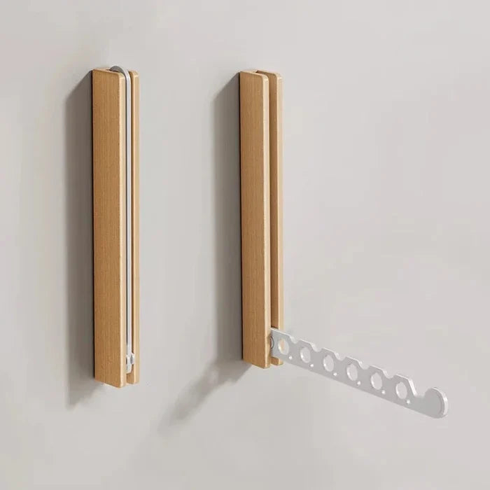 Wood Clothes Hanger Wall Mounted Drying Rack, Collapsible Design, and Invisible Clothing Organizer for Efficient Space Saving-Letifly Lights and Decor