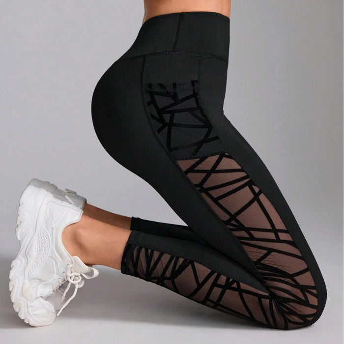 High-waisted patchwork yoga pants
