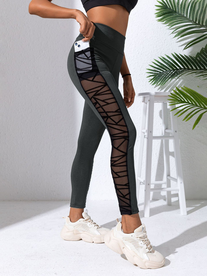 High-waisted patchwork yoga pants