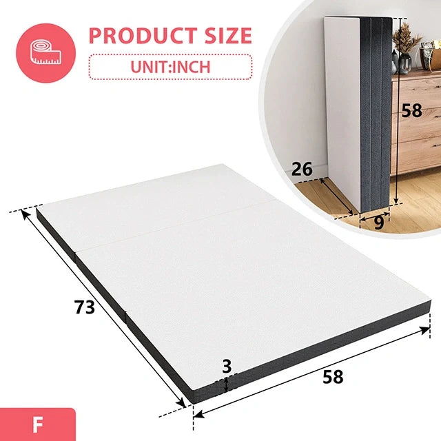 Hollyhock 3" Queen Tri-Fold Memory Foam Topper