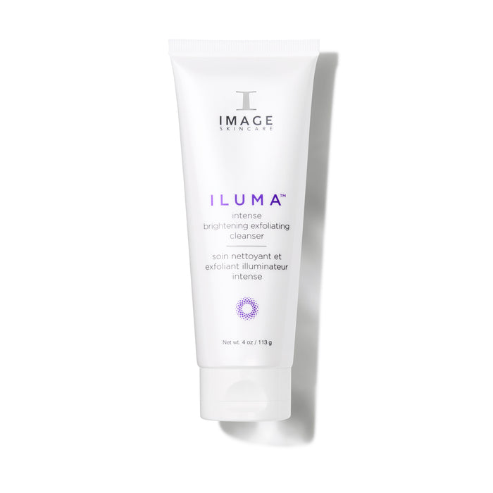 White skincare tube labeled 'ILUMA' on a white background