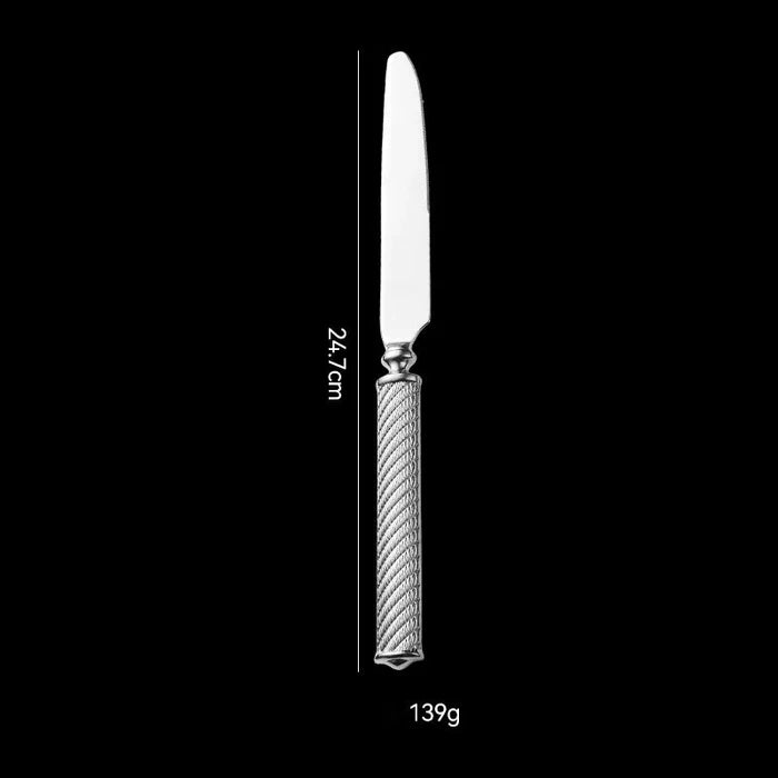 Roman Rope 304 Stainless Steel Cutlery Set Hotel Western-Style Cutlery High-End Heavy Feel Steak Knife-Letifly Lights and Decor