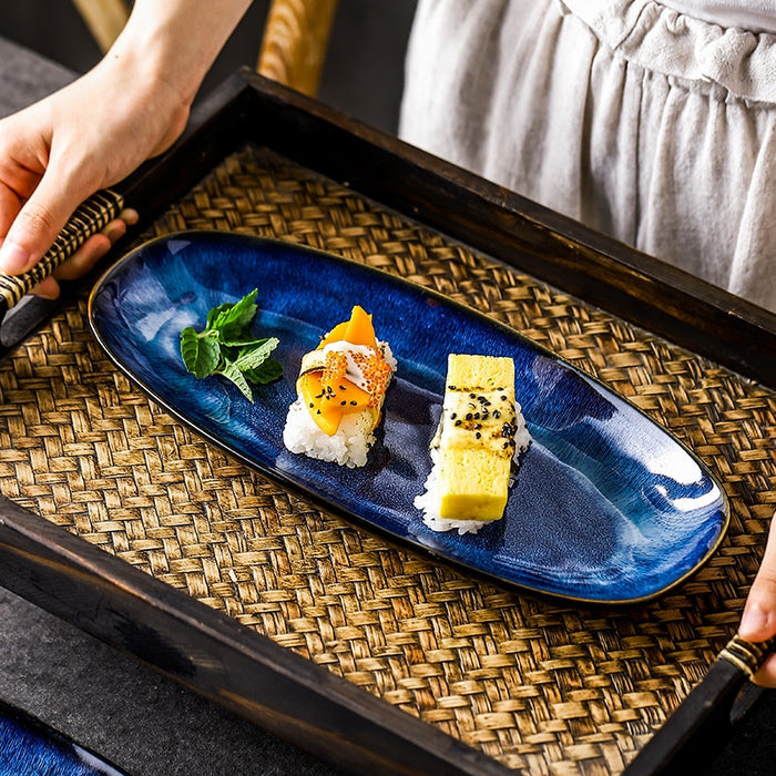 Japanese Style Ocean Design Ceramic Plate