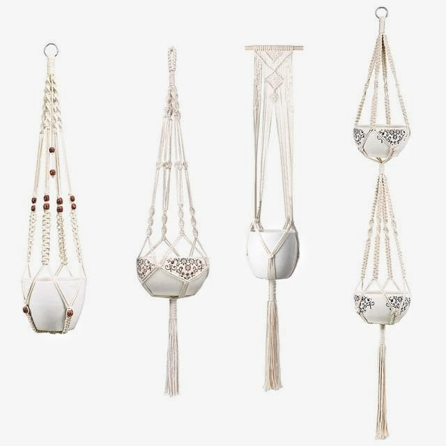 Boho Chic Hanging Planter for Modern Home Decor Hemp Canvas