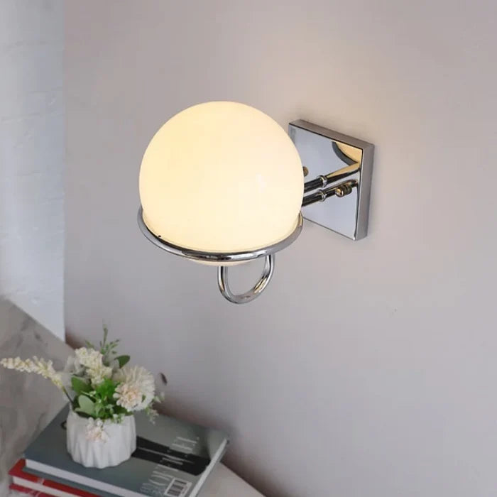 Kinetic Orb Wall Light - Letifly Lights and Decor - Modern Wall Light Glass Orb Curved Metal Arm Bauhaus Style Ambient Lighting