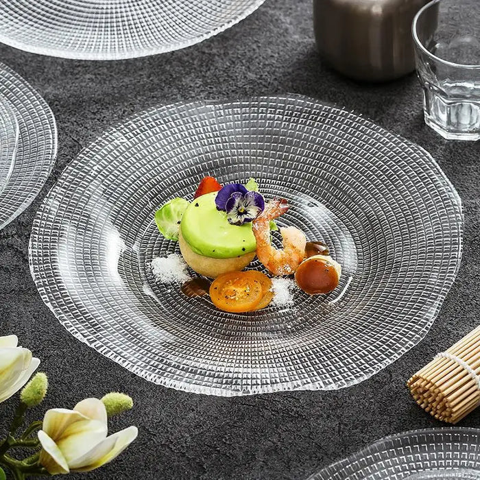 Creative Transparent Glass Western Food Plate Kitchen Tableware Living Room Home Coffee Table Dried Fruit Snacks Display Tray-Letifly Lights and Decor