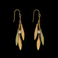 Image of the Michael Michaud Leaf and Bud Earrings - 3 Leaf Drop Wire on a black background