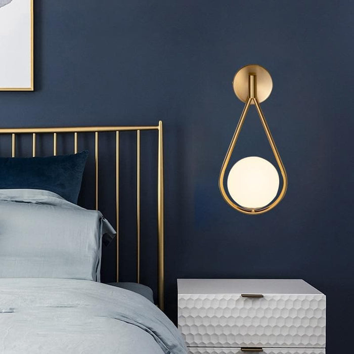 Copper loop shape wall lamp with a Frosted glass globe