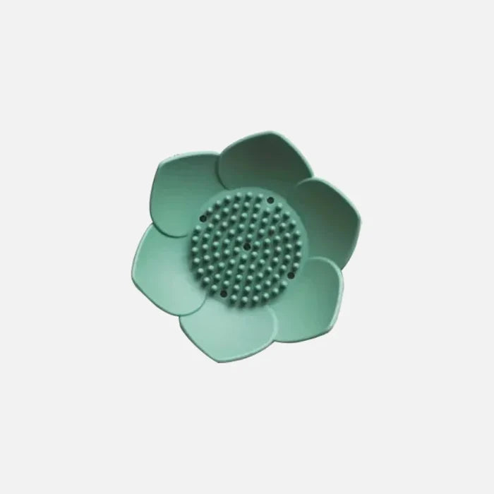 lotus flower silicone soap holder dish with drainage pad for bathroom or kitchen sink