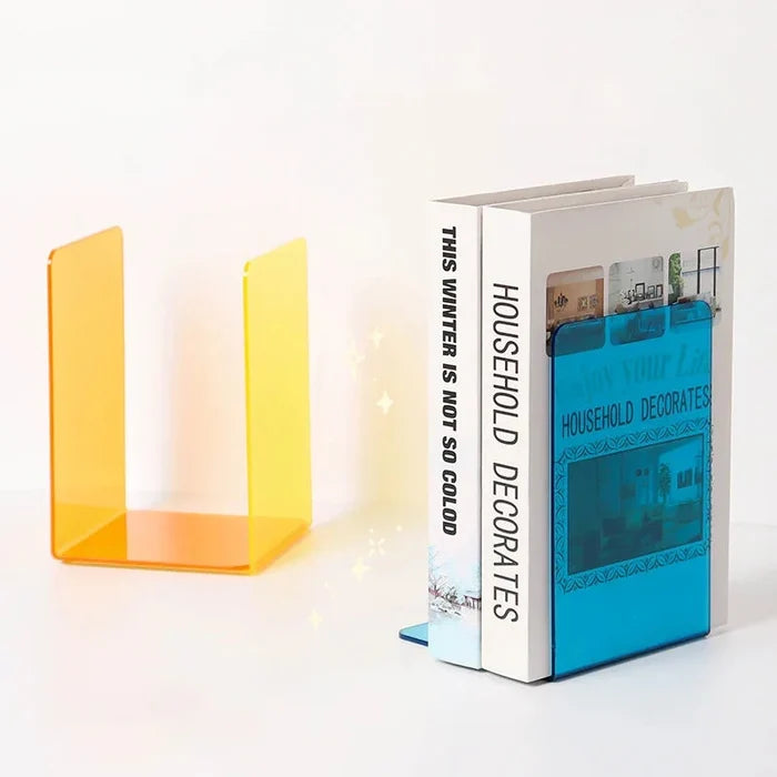 Acrylic bookends colorful modern L-shaped desk organizer