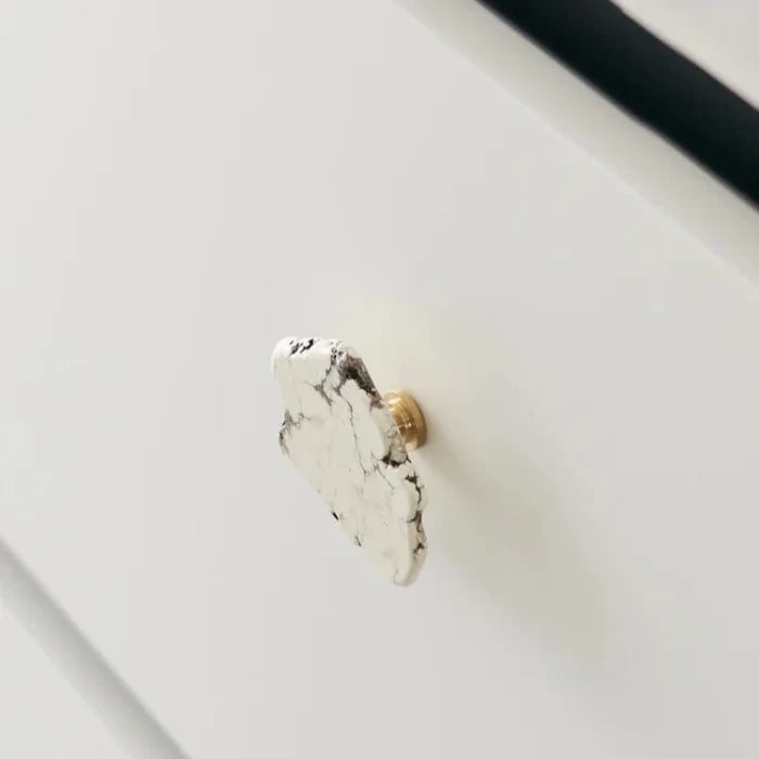 Natural White Turquoise Marble Brass