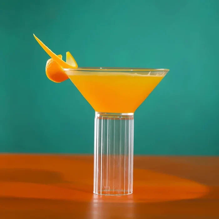 Martini cocktail glass with ribbed stem clear barware