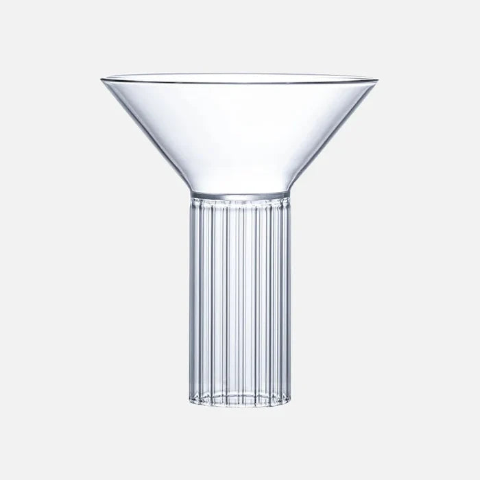Martini cocktail glass with ribbed stem clear barware