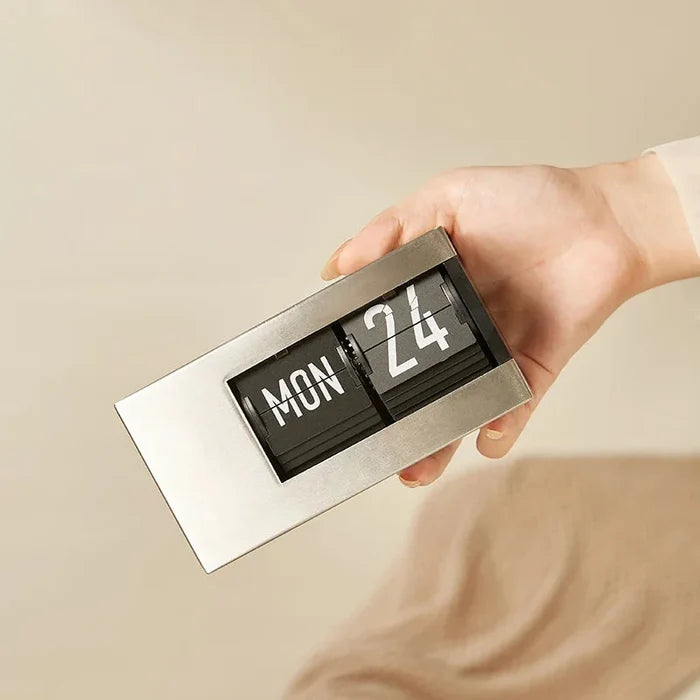 European Style Table Clocks with Calendar Mechanical Page Turning Clock Retro Desktop Clock for Home Living Room Office Decor-Letifly Lights and Decor