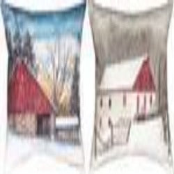Manual Red and White Barn Pillow