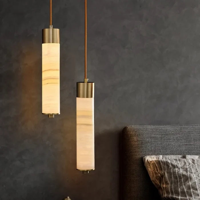 Modern Copper Light Luxury Pendant Lamp Marble Bedside Bedroom Hotel Dining Room Kitchen Stone Hallway Hanging Lighting Led-Letifly Lights and Decor