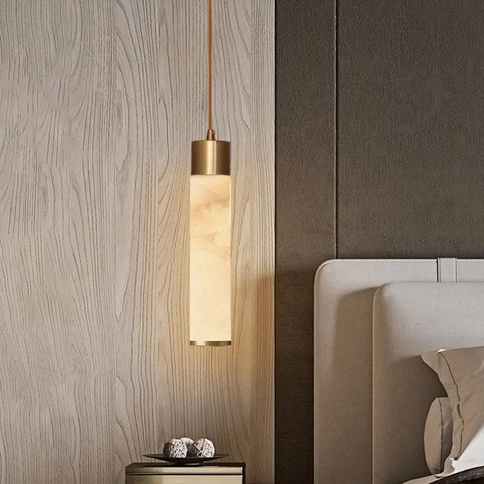 Modern Copper Light Luxury Pendant Lamp Marble Bedside Bedroom Hotel Dining Room Kitchen Stone Hallway Hanging Lighting Led-Letifly Lights and Decor