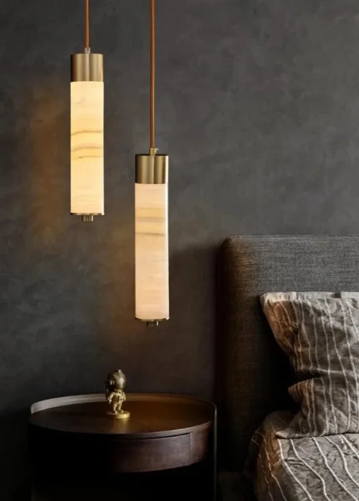 Modern Copper Light Luxury Pendant Lamp Marble Bedside Bedroom Hotel Dining Room Kitchen Stone Hallway Hanging Lighting Led-Letifly Lights and Decor