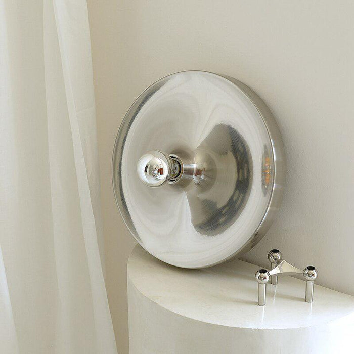 Mars Disk Wall & Ceiling Lamp chrome iron disk 13.8in diameter slim profile E27 base hardwired mount