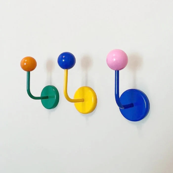 Eames Dot Color Rush Hook Magnet metal disc hook in Green Blue Yellow 7.5 x 5 x 10 cm magnetic suction or adhesive