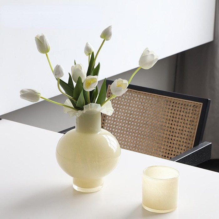 Light Milk Yellow High Sense Glass Vase